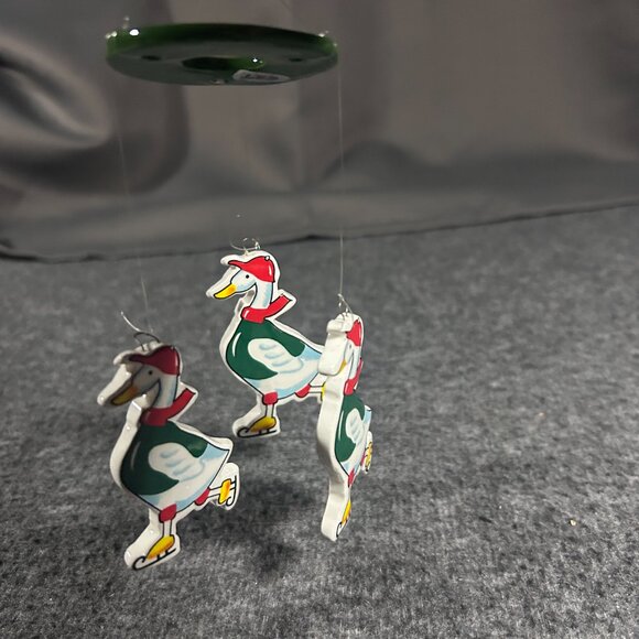 Vintage Ceramic Skating Geese Vintage Christmas Mobile Ornament Cottagecore - Picture 3 of 10